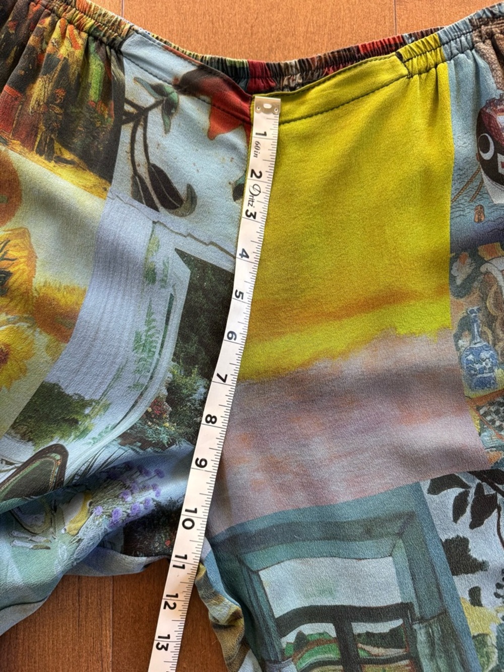 URU 100% Silk Art Print Pants Elastic Waist Pockets Made USA NWOT No Size Tag - Picture 8 of 12